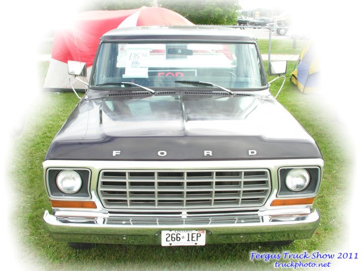 Black 1978 Ford pick up truck at Fergus Truck Show