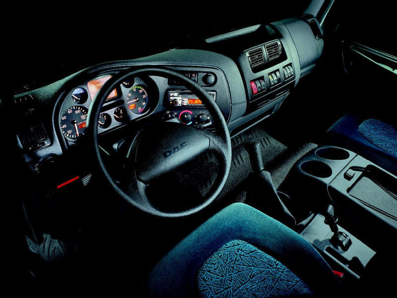 Drivers seat and dashboard instruments of DAF Truck