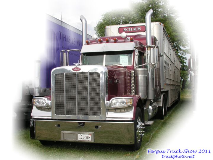 Red Peterbilt Schaus Livestock Trailer Fergus Truck Show