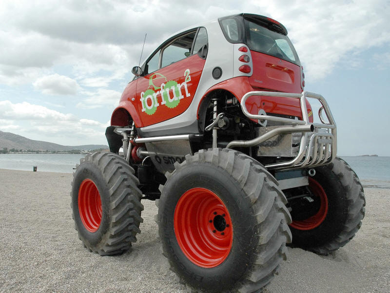 smart monster truck for fun at the beach, big  beach buggy