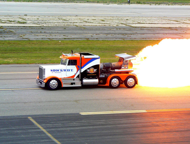 ShockWave Triple Engine Jet Truck flames and fire show thrill spectators as usual